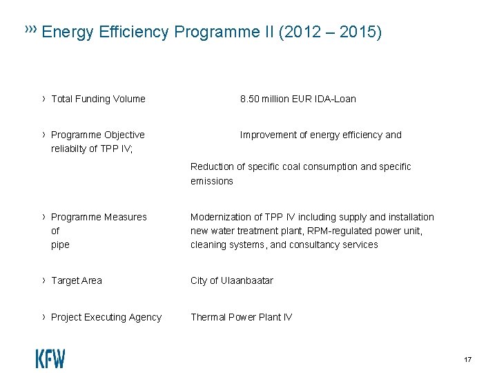 Energy Efficiency Programme II (2012 – 2015) › Total Funding Volume 8. 50 million