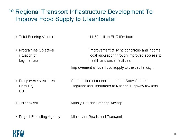 Regional Transport Infrastructure Development To Improve Food Supply to Ulaanbaatar › Total Funding Volume