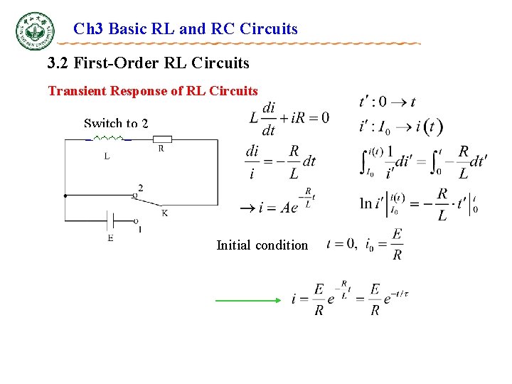 Ch 3 Basic RL and RC Circuits 3. 2 First-Order RL Circuits Transient Response