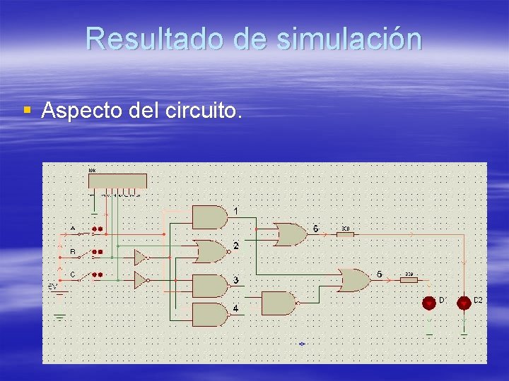 Resultado de simulación § Aspecto del circuito. Resultado de simulación § Aspecto del circuito.