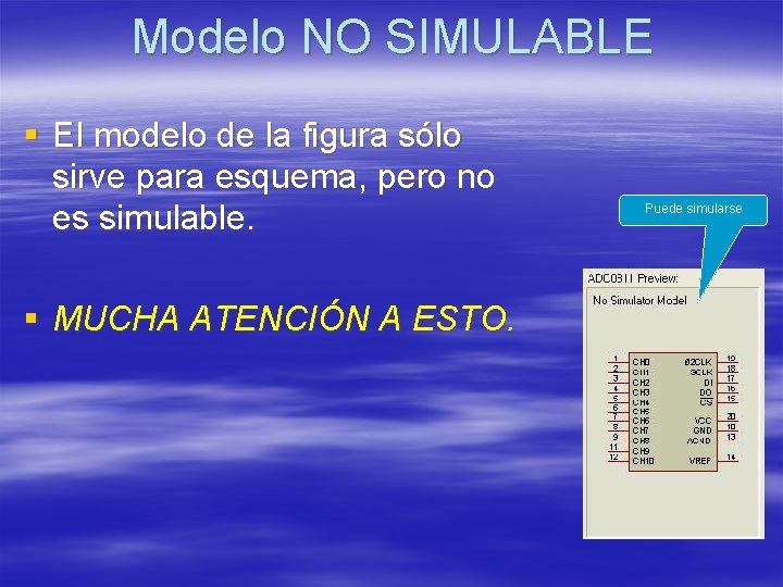 Modelo NO SIMULABLE § El modelo de la figura sólo sirve para esquema, pero Modelo NO SIMULABLE § El modelo de la figura sólo sirve para esquema, pero