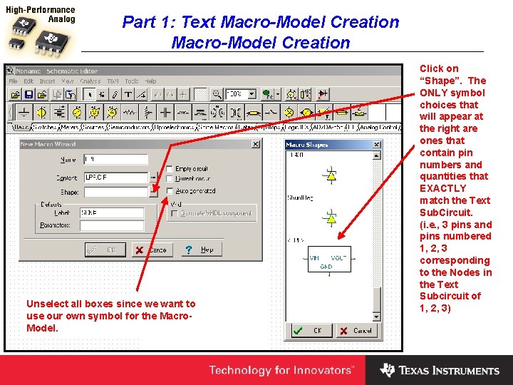 Part 1: Text Macro-Model Creation Unselect all boxes since we want to use our