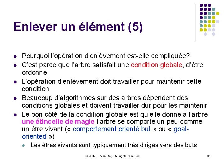Enlever un élément (5) l l l Pourquoi l’opération d’enlèvement est-elle compliquée? C’est parce