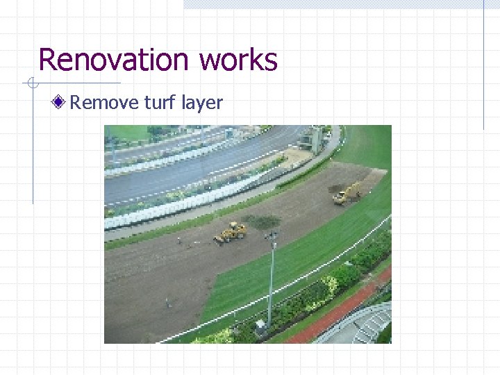 Renovation works Remove turf layer 