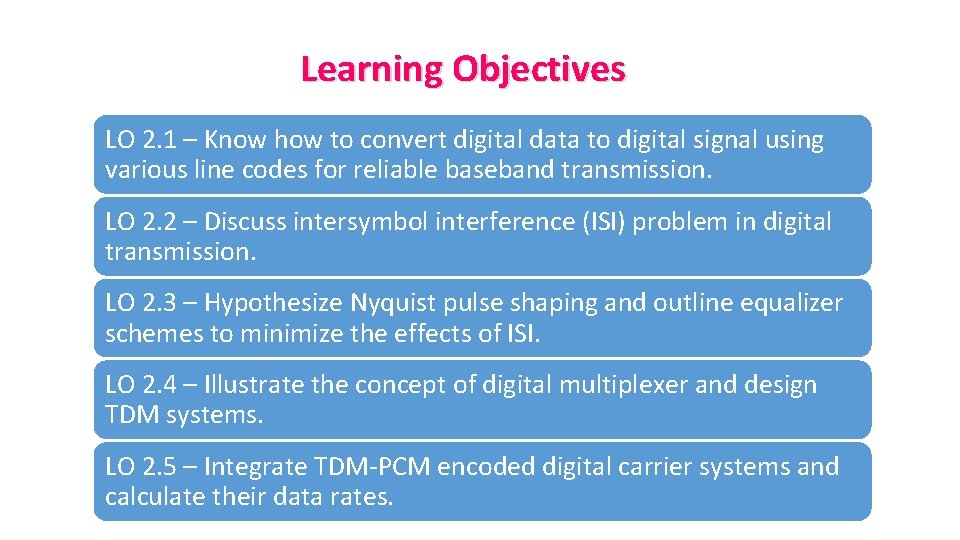 Learning Objectives LO 2. 1 – Know how to convert digital data to digital