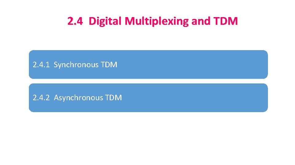 2. 4 Digital Multiplexing and TDM 2. 4. 1 Synchronous TDM 2. 4. 2