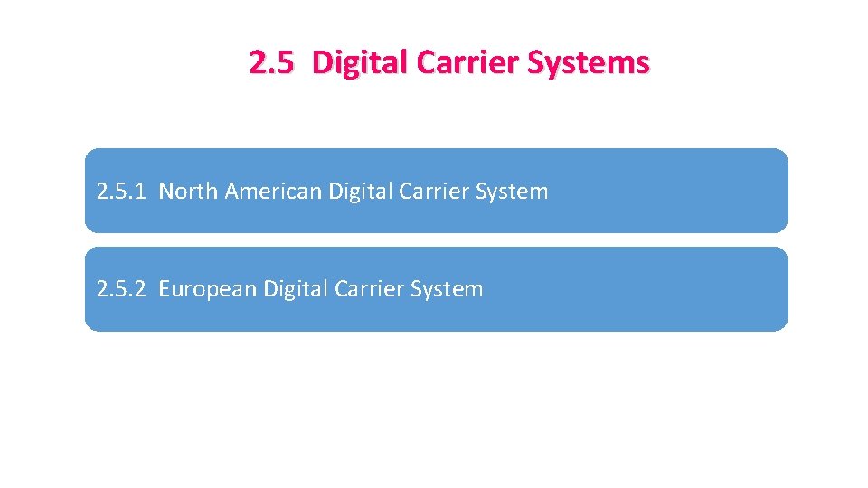 2. 5 Digital Carrier Systems 2. 5. 1 North American Digital Carrier System 2.