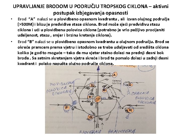  • • UPRAVLJANJE BRODOM U PODRUČJU TROPSKOG CIKLONA – aktivni postupak izbjegavanja opasnosti