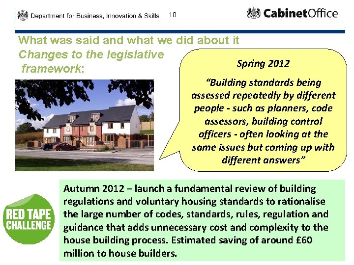 10 What was said and what we did about it Changes to the legislative