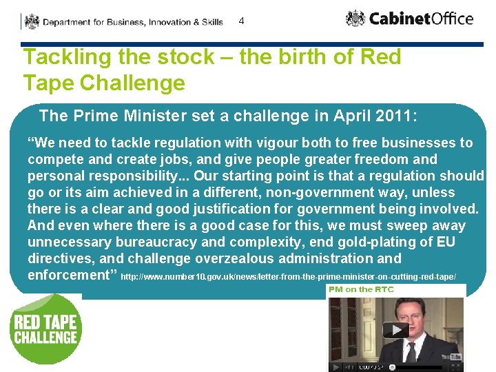 4 Tackling the stock – the birth of Red Tape Challenge The Prime Minister