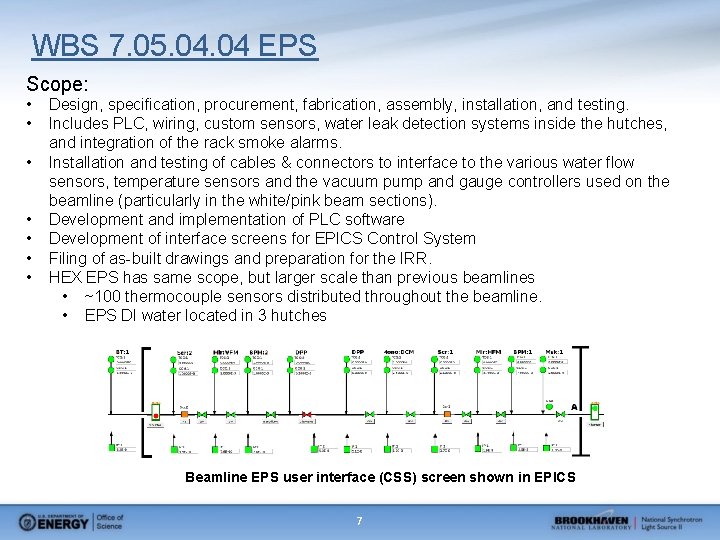 WBS 7. 05. 04 EPS Scope: • • Design, specification, procurement, fabrication, assembly, installation,