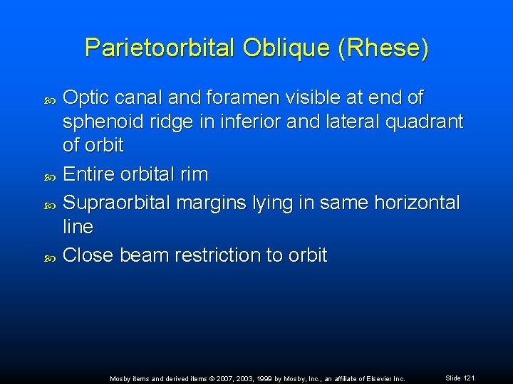 Parietoorbital Oblique (Rhese) Optic canal and foramen visible at end of sphenoid ridge in