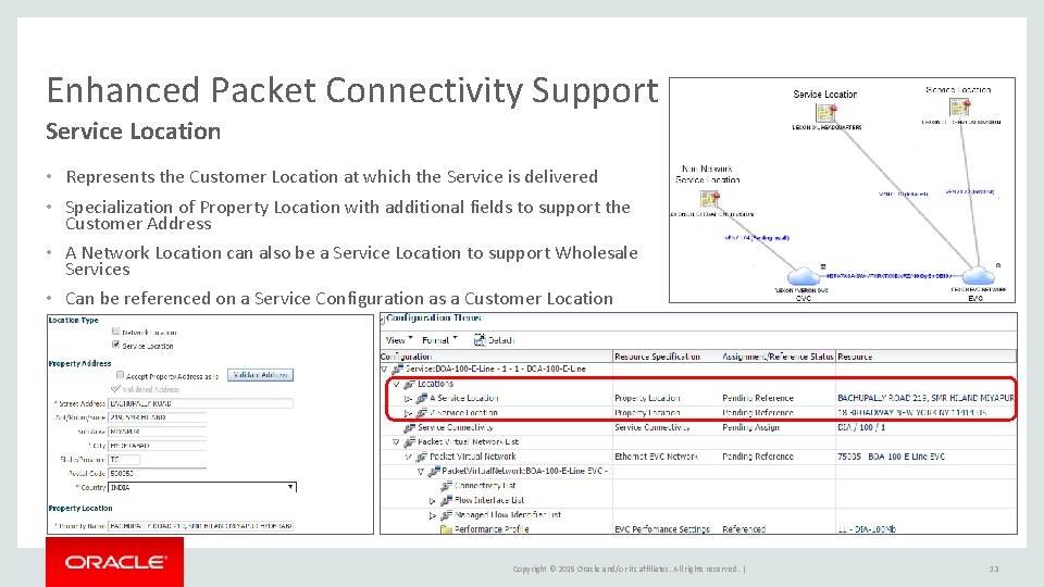 Enhanced Packet Connectivity Support Service Location • Represents the Customer Location at which the