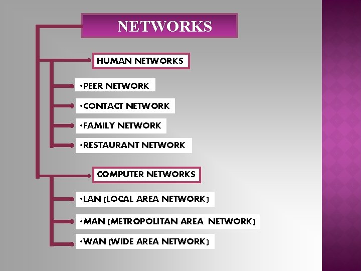 NETWORKS HUMAN NETWORKS • PEER NETWORK • CONTACT NETWORK • FAMILY NETWORK • RESTAURANT