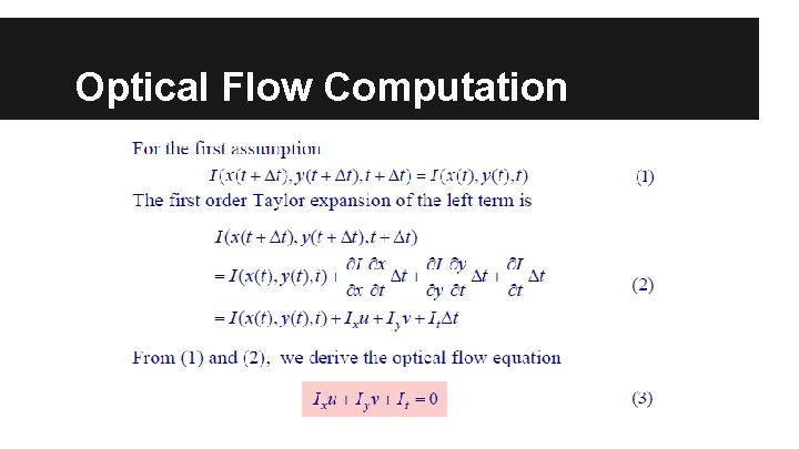 Optical Flow Computation 