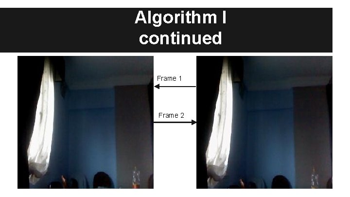 Algorithm I continued Frame 1 Frame 2 