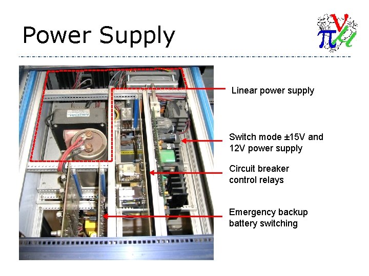 Power Supply Linear power supply Switch mode ± 15 V and 12 V power