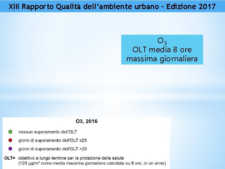 XIII Rapporto Qualità dell’ambiente urbano - Edizione 2017 O 3 OLT media 8 ore