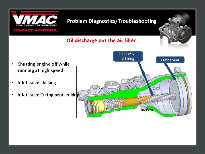 Problem Diagnostics/Troubleshooting Oil discharge out the air filter • Shutting engine off while running