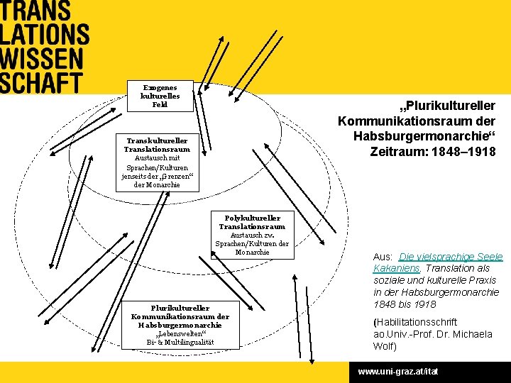 Exogenes kulturelles Feld „Plurikultureller Kommunikationsraum der Habsburgermonarchie“ Zeitraum: 1848– 1918 Transkultureller Translationsraum Austausch mit