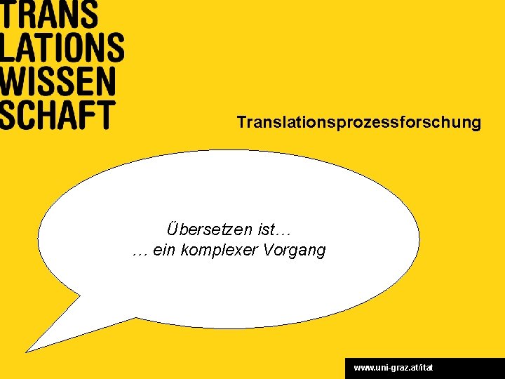 Translationsprozessforschung Übersetzen ist… … ein komplexer Vorgang www. uni-graz. at/itat 