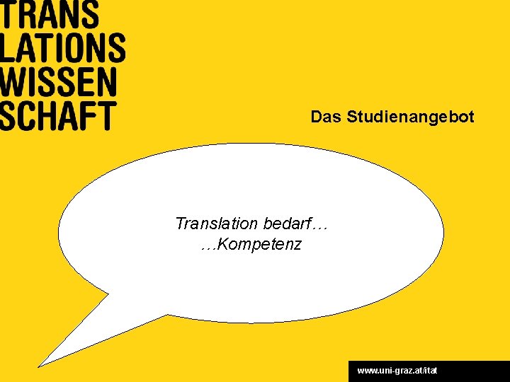 Das Studienangebot Translation bedarf… …Kompetenz www. uni-graz. at/itat 