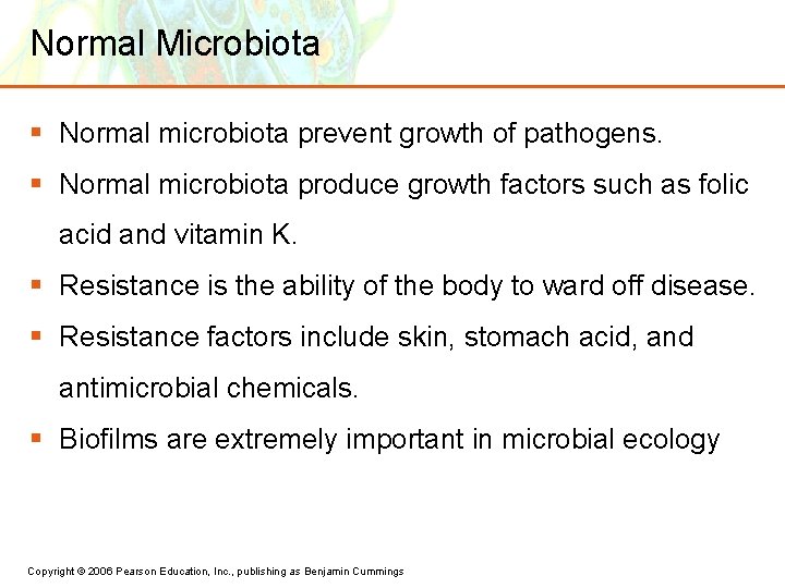 Normal Microbiota § Normal microbiota prevent growth of pathogens. § Normal microbiota produce growth