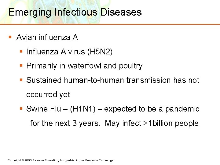 Emerging Infectious Diseases § Avian influenza A § Influenza A virus (H 5 N
