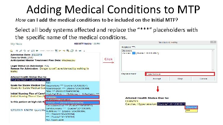 Adding Medical Conditions to MTP How can I add the medical conditions to be