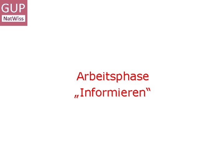 Arbeitsphase „Informieren“ 