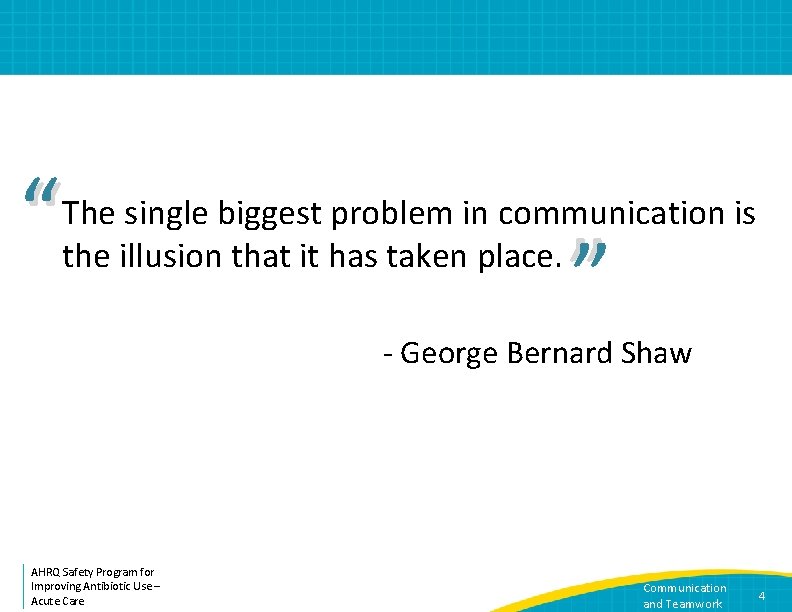 “ “ The single biggest problem in communication is the illusion that it has