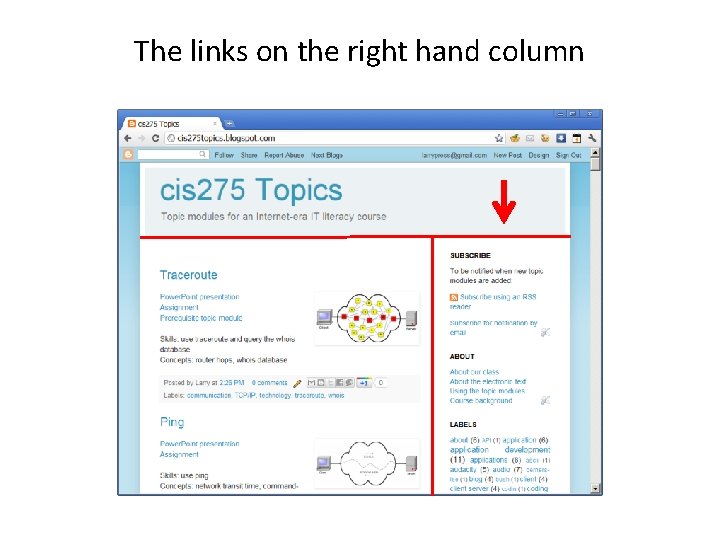 The links on the right hand column The links on the right hand column