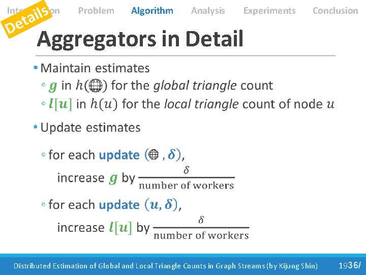 s l i a t Introduction De Problem Algorithm Analysis Experiments Conclusion Aggregators in