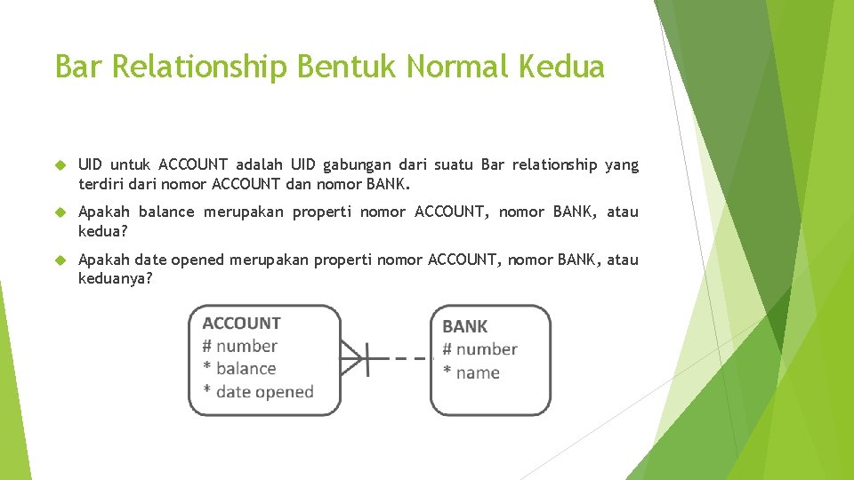 Bar Relationship Bentuk Normal Kedua UID untuk ACCOUNT adalah UID gabungan dari suatu Bar