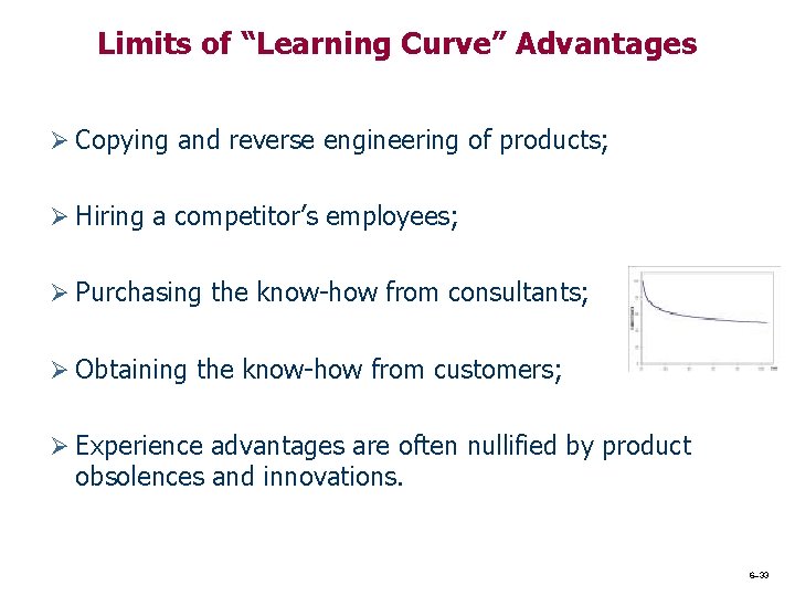 Limits of “Learning Curve” Advantages Ø Copying and reverse engineering of products; Ø Hiring