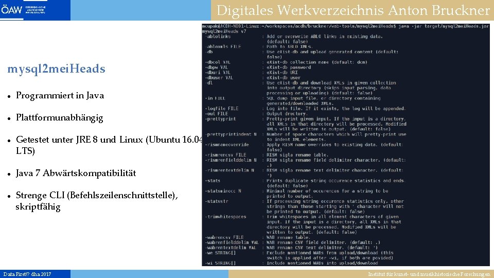 Digitales Werkverzeichnis Anton Bruckner mysql 2 mei. Heads Programmiert in Java Plattformunabhängig Getestet unter