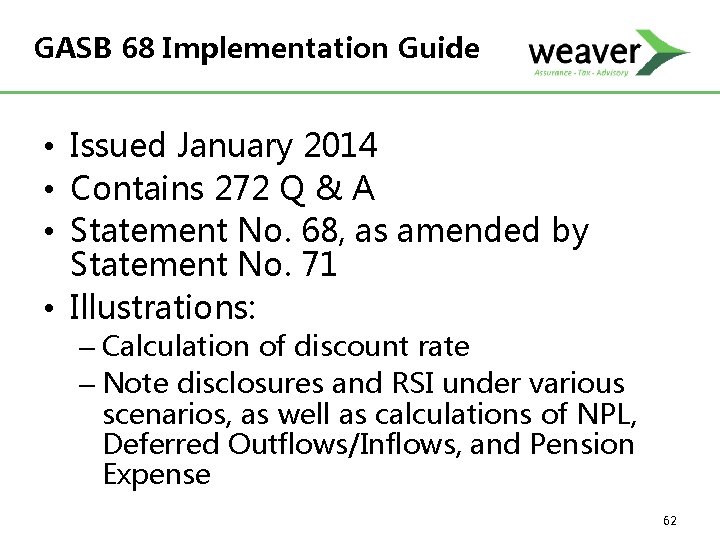 GASB 68 Implementation Guide • Issued January 2014 • Contains 272 Q & A