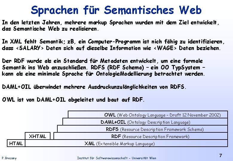 Sprachen für Semantisches Web In den letzten Jahren, mehrere markup Sprachen wurden mit dem
