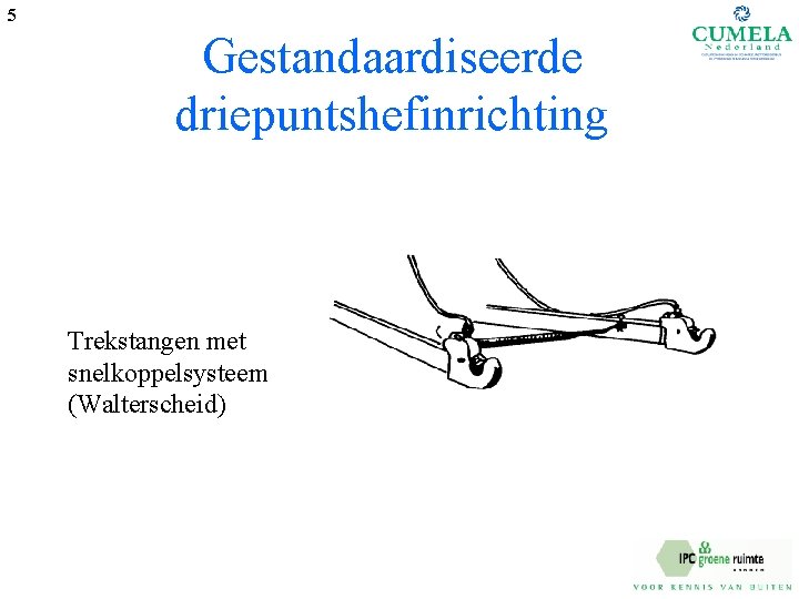 5 Gestandaardiseerde driepuntshefinrichting Trekstangen met snelkoppelsysteem (Walterscheid) 