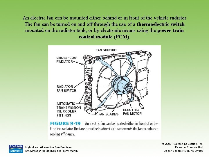 An electric fan can be mounted either behind or in front of the vehicle