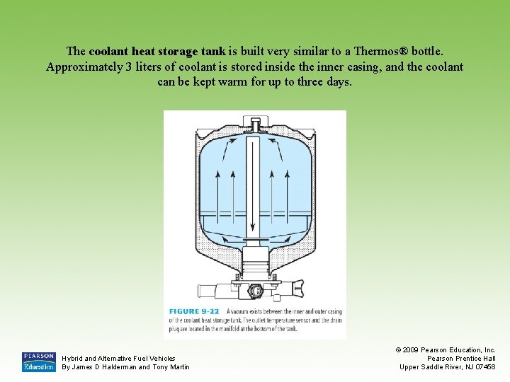 The coolant heat storage tank is built very similar to a Thermos® bottle. Approximately