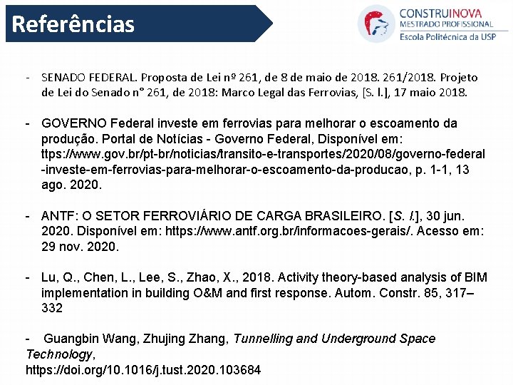 Referências - SENADO FEDERAL. Proposta de Lei nº 261, de 8 de maio de