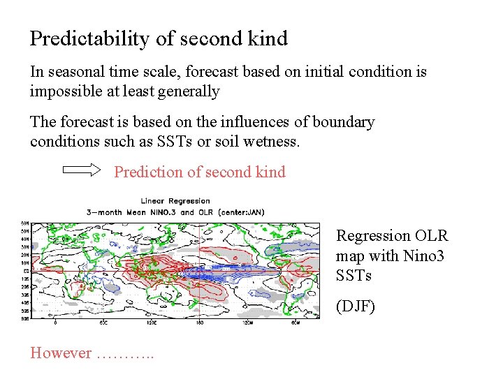 Predictability of second kind In seasonal time scale, forecast based on initial condition is