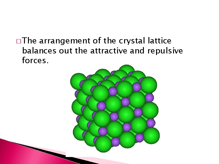 � The arrangement of the crystal lattice balances out the attractive and repulsive forces.