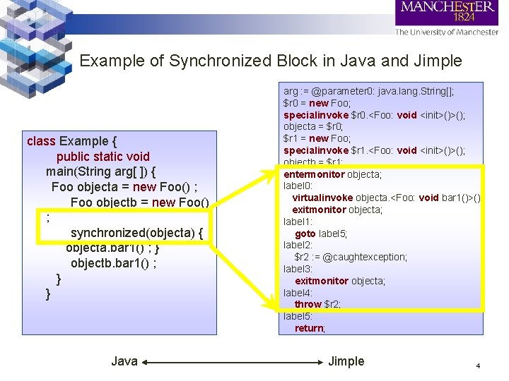 Example of Synchronized Block in Java and Jimple class Example { public static void Example of Synchronized Block in Java and Jimple class Example { public static void