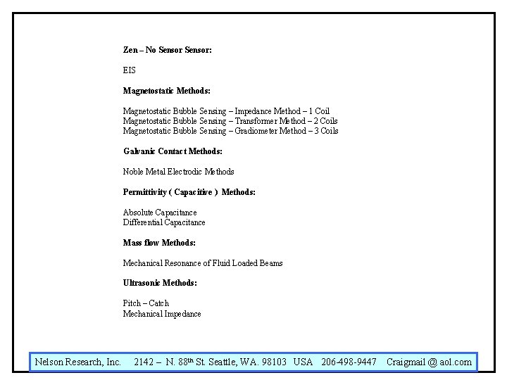 Zen – No Sensor: EIS Magnetostatic Methods: Magnetostatic Bubble Sensing – Impedance Method –