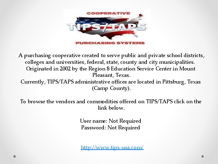 A purchasing cooperative created to serve public and private school districts, colleges and universities,