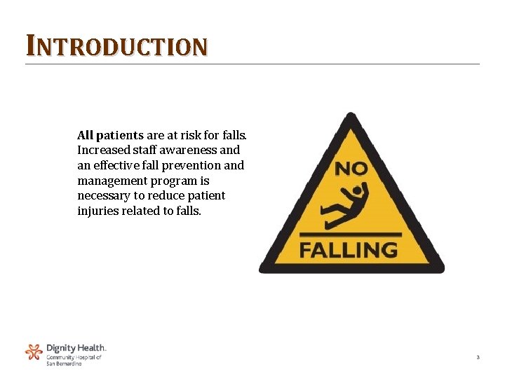INTRODUCTION All patients are at risk for falls. Increased staff awareness and an effective