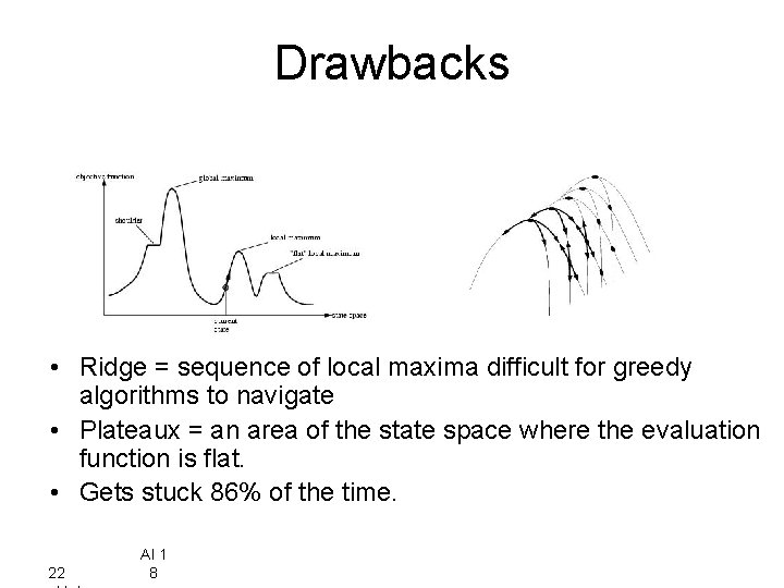 Drawbacks • Ridge = sequence of local maxima difficult for greedy algorithms to navigate