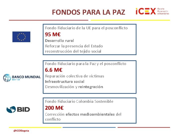 FONDOS PARA LA PAZ Fondo Fiduciario de la UE para el posconflicto 95 M€